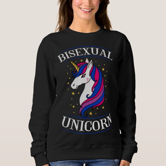 Bisexual Unicorn Elegant Magical Bisexual Pride Lo Sweatshirt (Front)