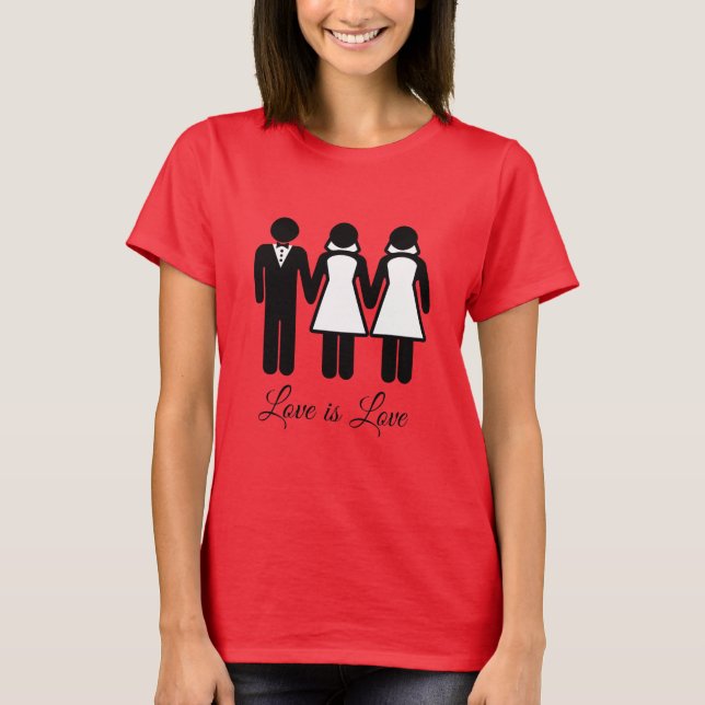 BISEXUAL WEDDING LOVE IS LOVE T-Shirt (Front)