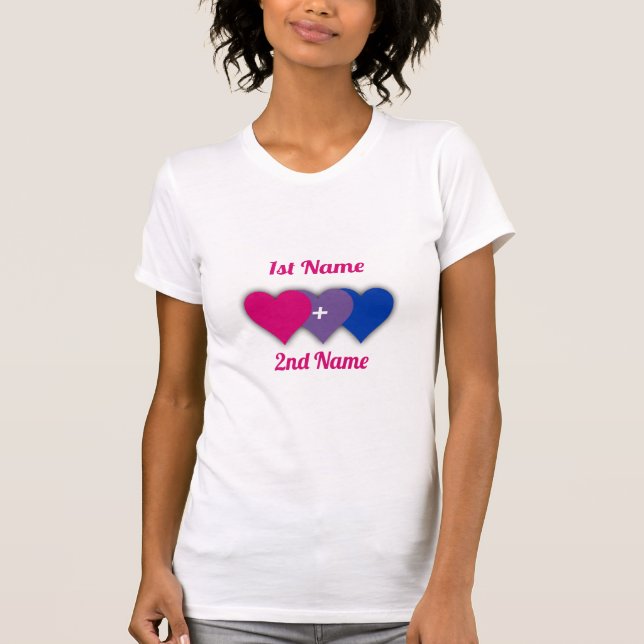 Bisexuality pride design with hearts/a couple's T-Shirt (Front)