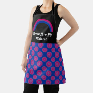 Bisexuality pride flag and rainbow with text/ blue apron