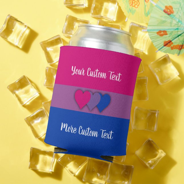 Bisexuality pride flag with text can cooler (In Situ Summer)