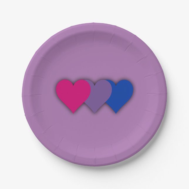 Bisexuality pride hearts paper plates (Front)