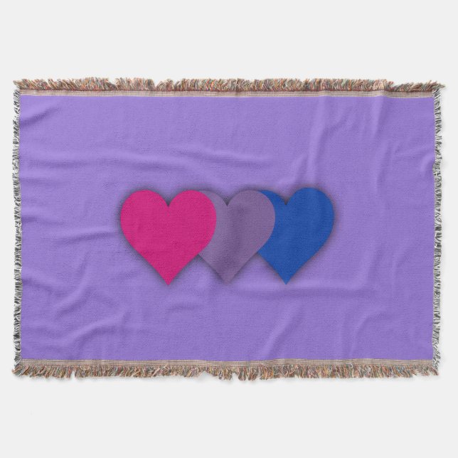 Bisexuality pride hearts throw blanket (Front)