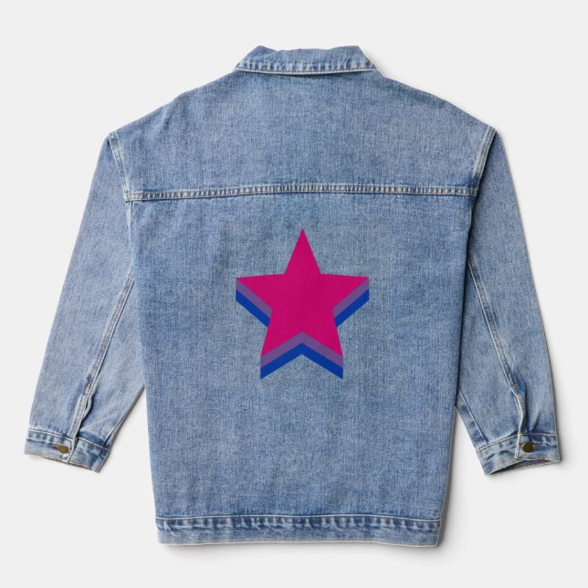 Bisexuality pride stars  denim jacket (Back)