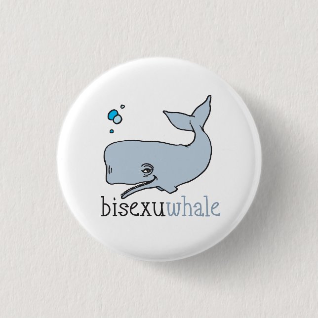 BISEXUWHALE 3 CM ROUND BADGE (Front)