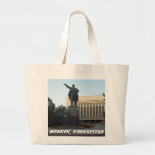Bishkek Frunze Kyrgyzstan Lenin Statue Large Tote Bag