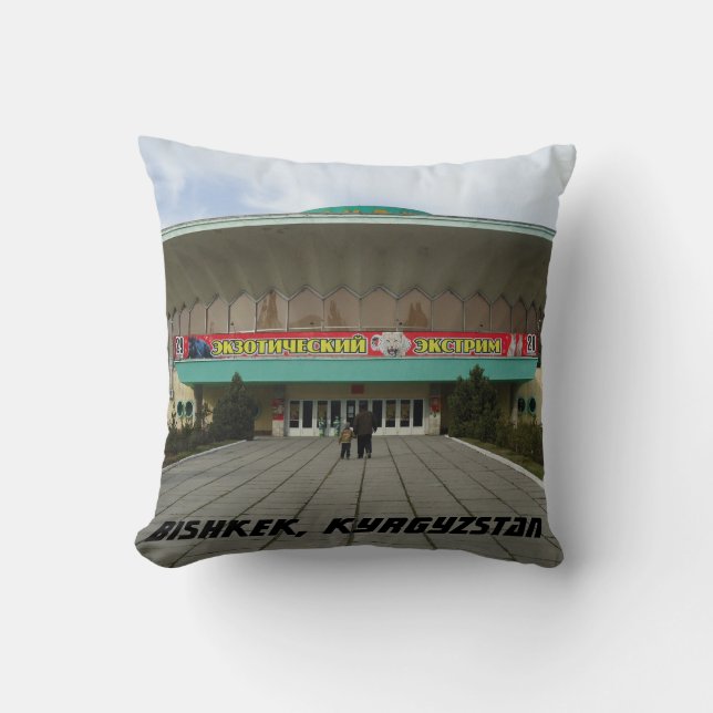 Bishkek, Kyrgyzstan Circus - Soviet Architecture Cushion (Front)