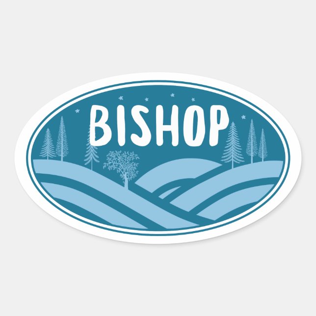 Bishop California Outdoors Oval Sticker (Front)