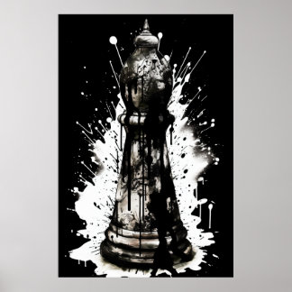 Bishop Chess Ink Painting Poster