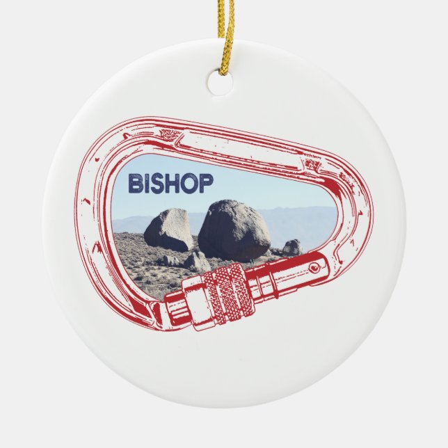 Bishop Climbing Carabiner Ceramic Tree Decoration (Front)