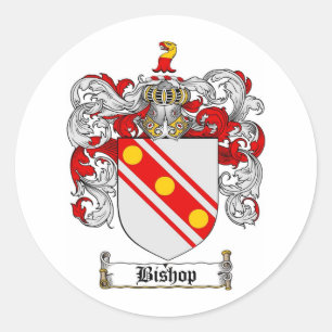 BISHOP FAMILY CREST - BISHOP COAT OF ARMS CLASSIC ROUND STICKER