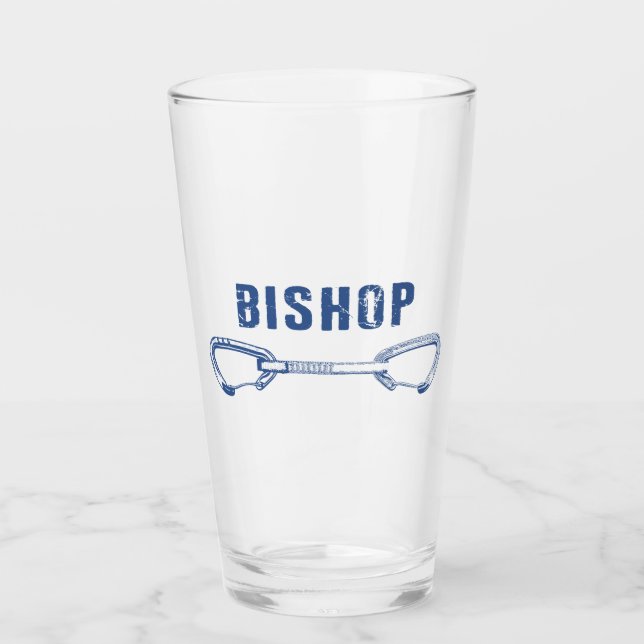 Bishop Rock Climbing Quickdraw Glass (Front)
