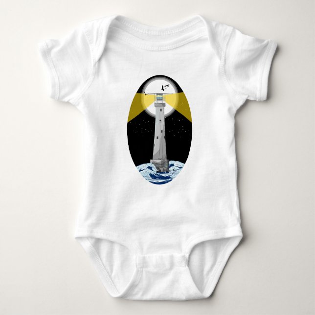 Bishop Rock Lighthouse Baby Bodysuit (Front)