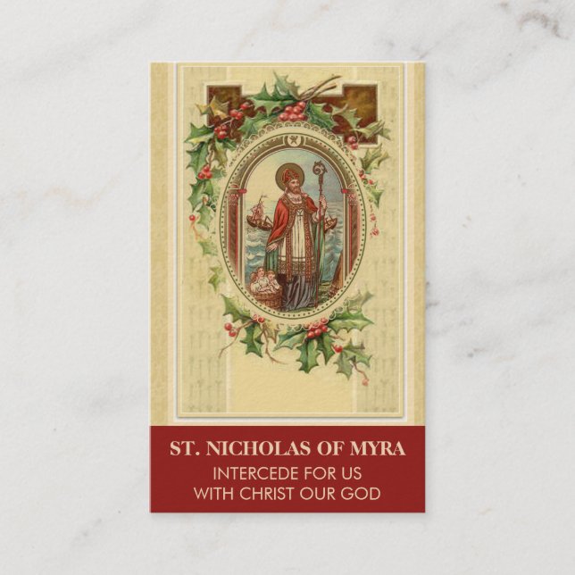 BISHOP ST. NICHOLAS OF MYRA PRAYER HOLY CARDS (Front)