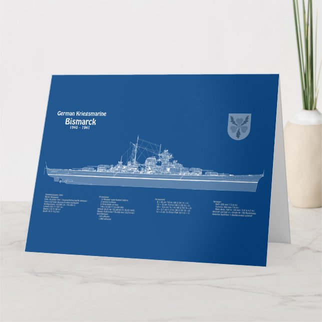 Bismarck - Battleship Blueprint Plans ABD Thank You Card (Front)