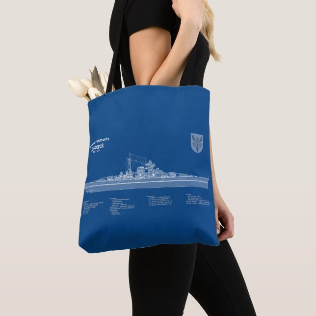 Bismarck - Battleship Blueprint Plans ABD Tote Bag (Close Up)