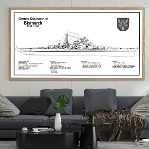 Bismarck - Battleship Blueprint Plans BD Photo Print