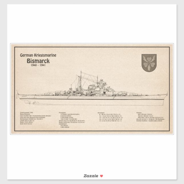 Bismarck - Battleship Blueprint Plans SD (Sheet)