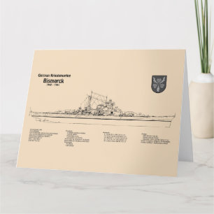 Bismarck - Battleship Blueprint Plans SD Thank You Card