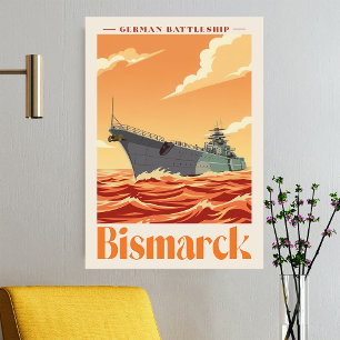 Bismarck German Battleship - Vintage Naval Poster