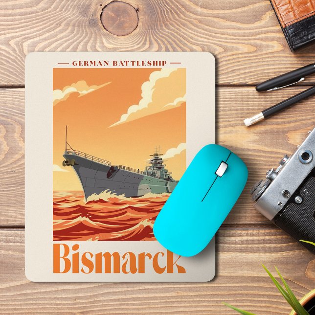 Bismarck German Battleship - Vintage Naval Poster Mouse Pad (Bismarck German Battleship - Vintage Naval Poster. Mouse Pad)