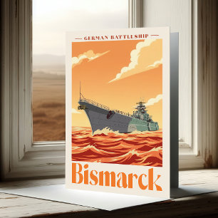 Bismarck German Battleship - Vintage Naval Poster Thank You Card