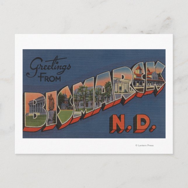 Bismarck, North Dakota - Large Letter Scenes Postcard (Front)