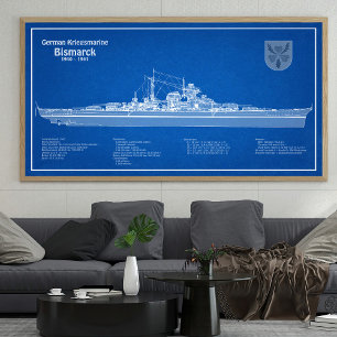 Bismarck - Ship Blueprint Plans ABD Poster