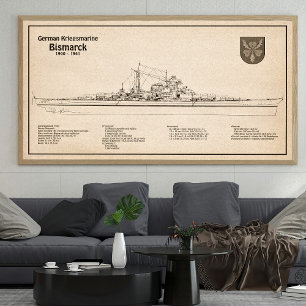 Bismarck - Ship Blueprint Plans SD Photo Print