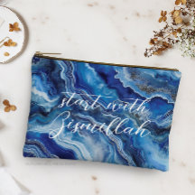 Bismillah Alhamdullilah Blue Agate