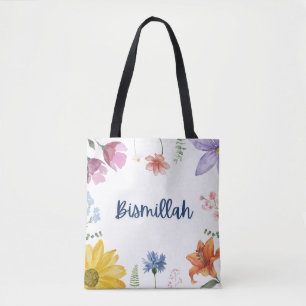 Bismillah Flower tote bag
