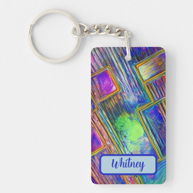 Bismuth and Silver Inspired Keychain (01) (Front)
