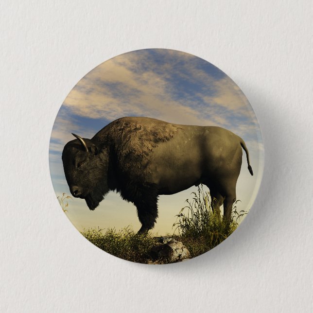 Bison 6 Cm Round Badge (Front)