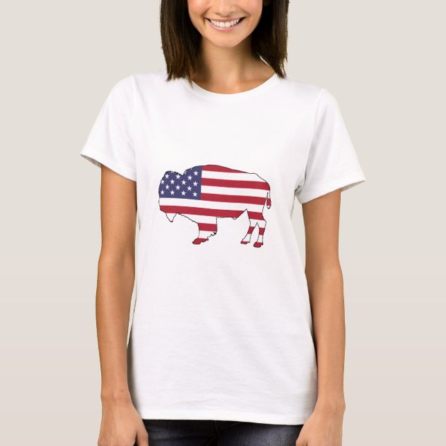 Bison - American Flag T-Shirt (Front)