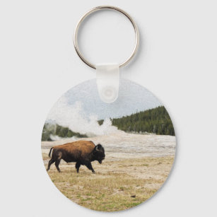 Bison and Old Faithful Key Ring