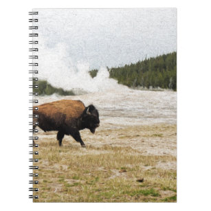 Bison and Old Faithful Spiral Notebook