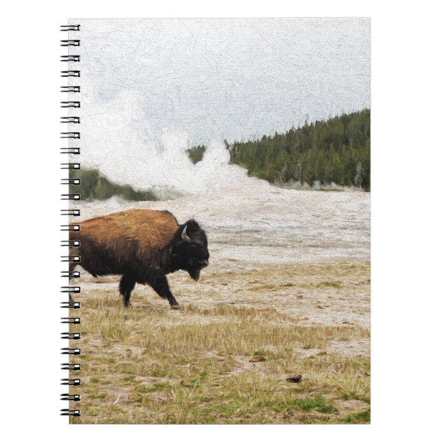 Bison and Old Faithful Spiral Notebook (Front)