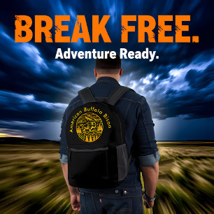 Bison at Sunset in Mountain Landscape Printed Backpack