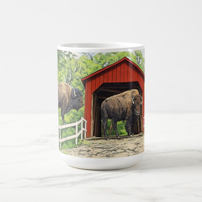 Bison At The Covered Bridge Coffee Mug (Center)