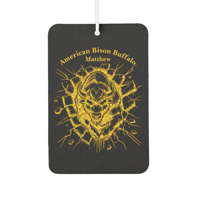 Bison Breaks Through a Wall in a Dynamic Display Car Air Freshener (Front)