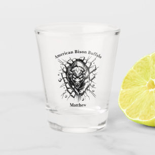 Bison Breaks Through a Wall in a Dynamic Display Shot Glass