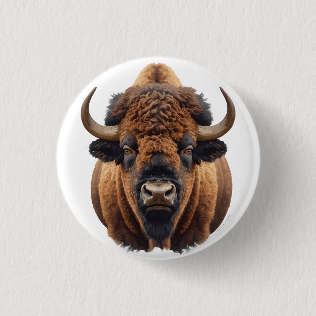 Bison / Buffalo 3 Cm Round Badge (Front)