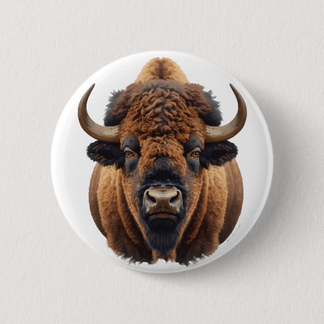 Bison / Buffalo 6 Cm Round Badge (Front)