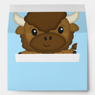 Bison Buffalo Baby Shower Blue Envelope