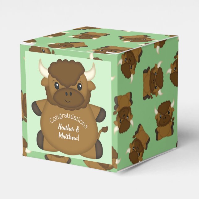 Bison Buffalo Baby Shower Favour Box (Front Side)