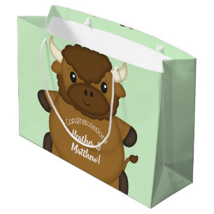 Bison Buffalo Baby Shower Green Large Gift Bag
