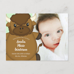 Bison Buffalo Baby Shower Green Postcard