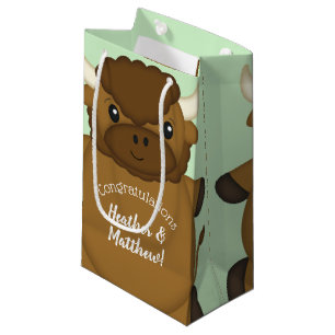Bison Buffalo Baby Shower Green Small Gift Bag