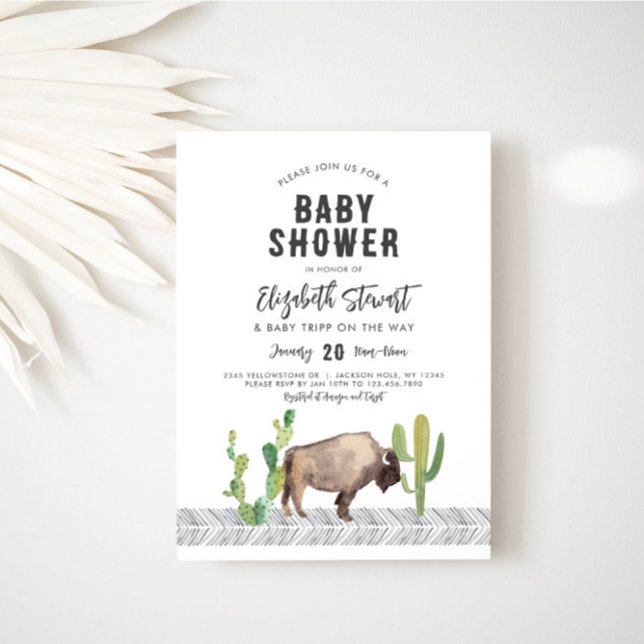 Bison Buffalo Baby Shower Invitation (Buffalo Baby Shower Invitation)