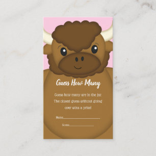 Bison Buffalo Baby Shower Pink Enclosure Card